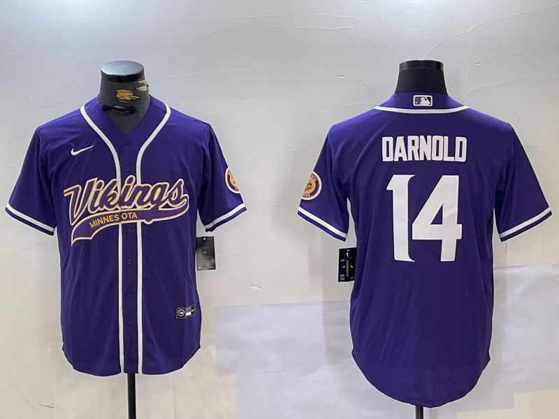 Men Minnesota Vikings 14 Darnold Purple Joint Name 2024 Nike Limited NFL Jersey style 1